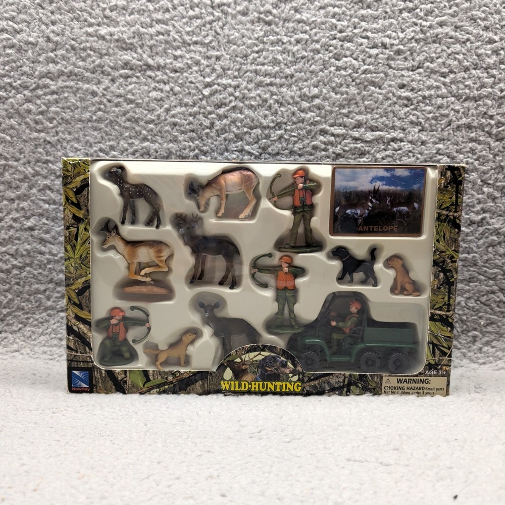 Vintage New-Ray Toys Figure Wild Hunting Antelope Dog Hunter Playset Figure 2005